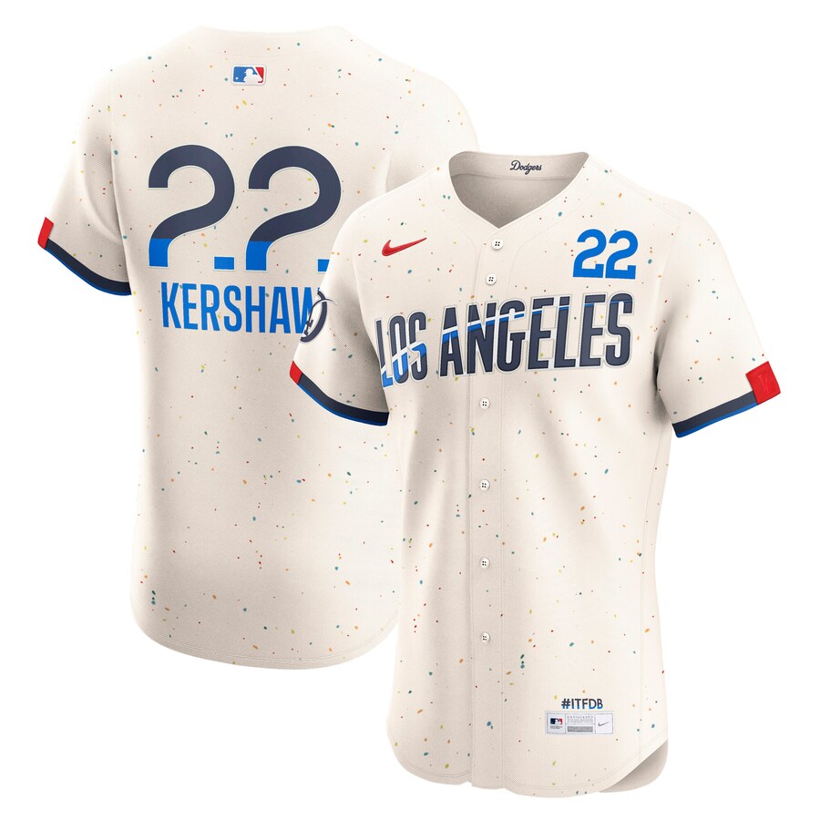 Men's Los Angeles Dodgers Clayton Kershaw Nike Cream City Connect Elite Jersey - ujerseystore