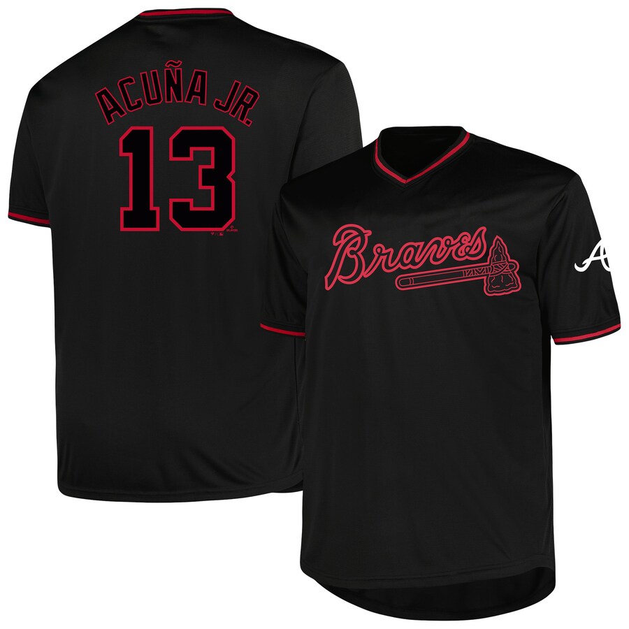 Men's Atlanta Braves Ronald Acuña Jr. Profile Black Big & Tall Pop Fashion Player Jersey - ujerseystore