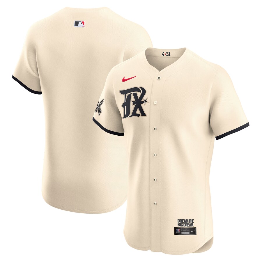 Men's Texas Rangers Nike Cream City Connect Elite Jersey - ujerseystore