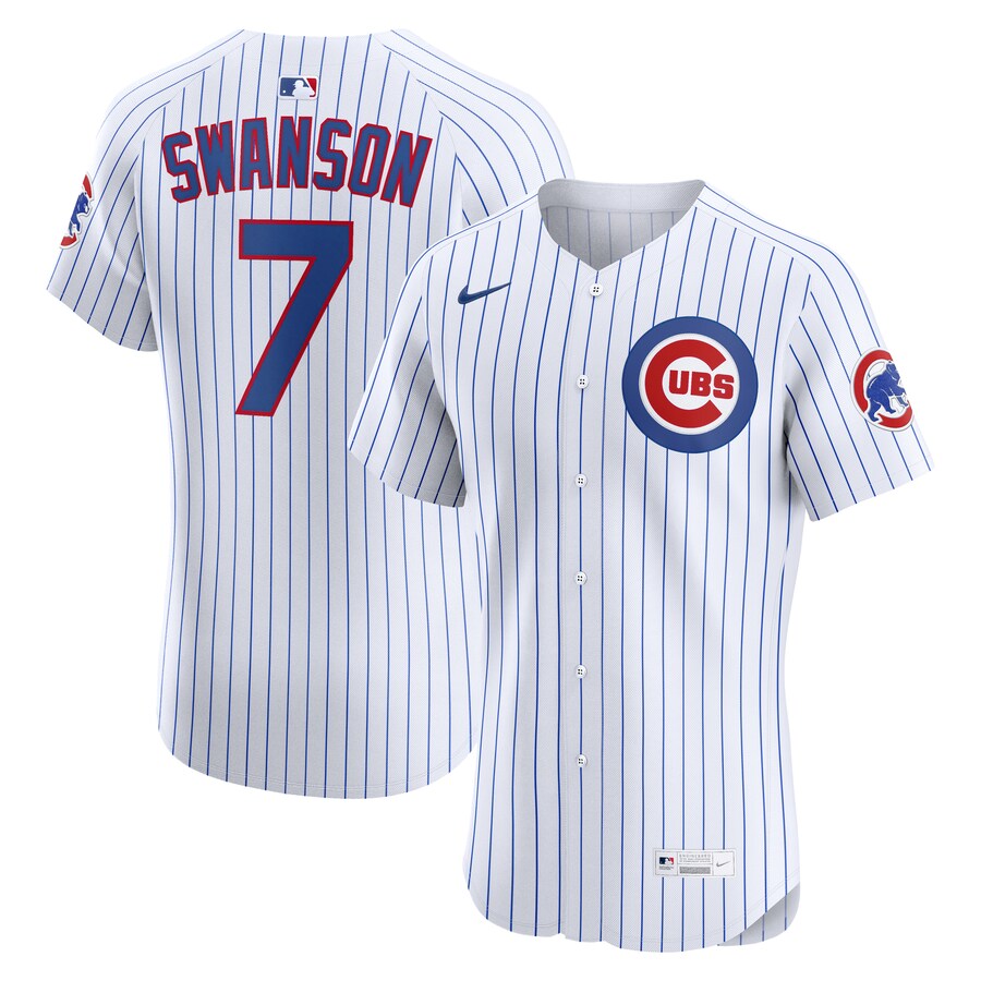 Men's Chicago Cubs Dansby Swanson Nike White Home Elite Jersey - ujerseystore