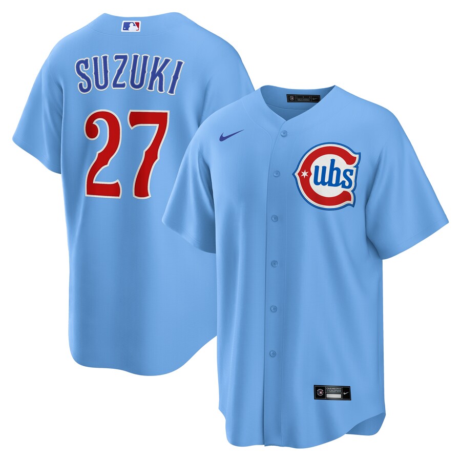 Men's Chicago Cubs Seiya Suzuki Nike Light Blue Alternate Replica Player Jersey - ujerseystore