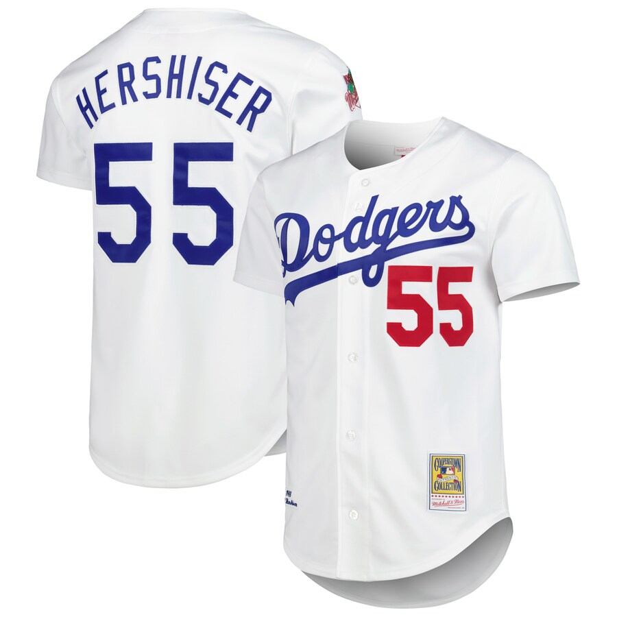 Men's Los Angeles Dodgers Orel Hershiser Mitchell & Ness White Cooperstown Collection Authentic Jersey - ujerseystore