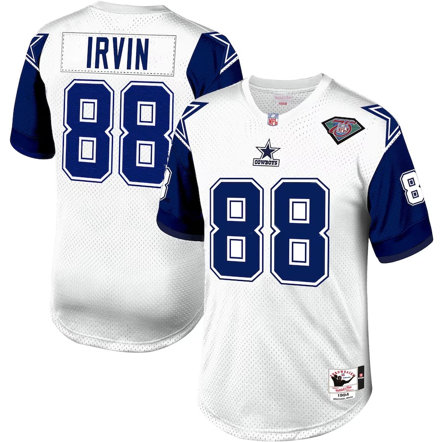 Men's Dallas Cowboys 1994 Michael Irvin Mitchell & Ness White Authentic Throwback Retired Player Jersey - ujerseystore
