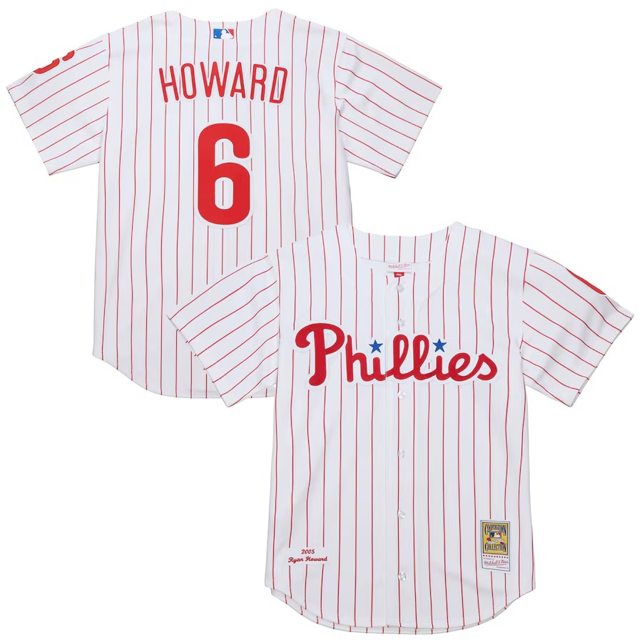 Men's Philadelphia Phillies Ryan Howard Mitchell & Ness White Cooperstown Collection Authentic Jersey - ujerseystore