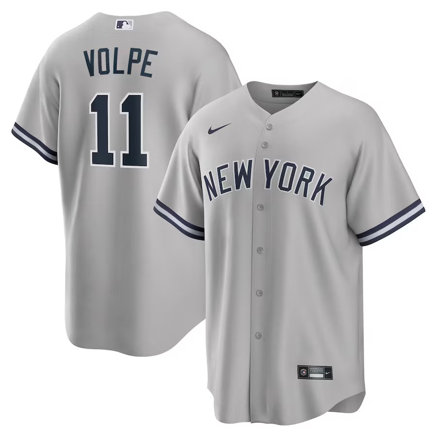 Men's New York Yankees Anthony Volpe Nike Gray Road Replica Jersey - ujerseystore