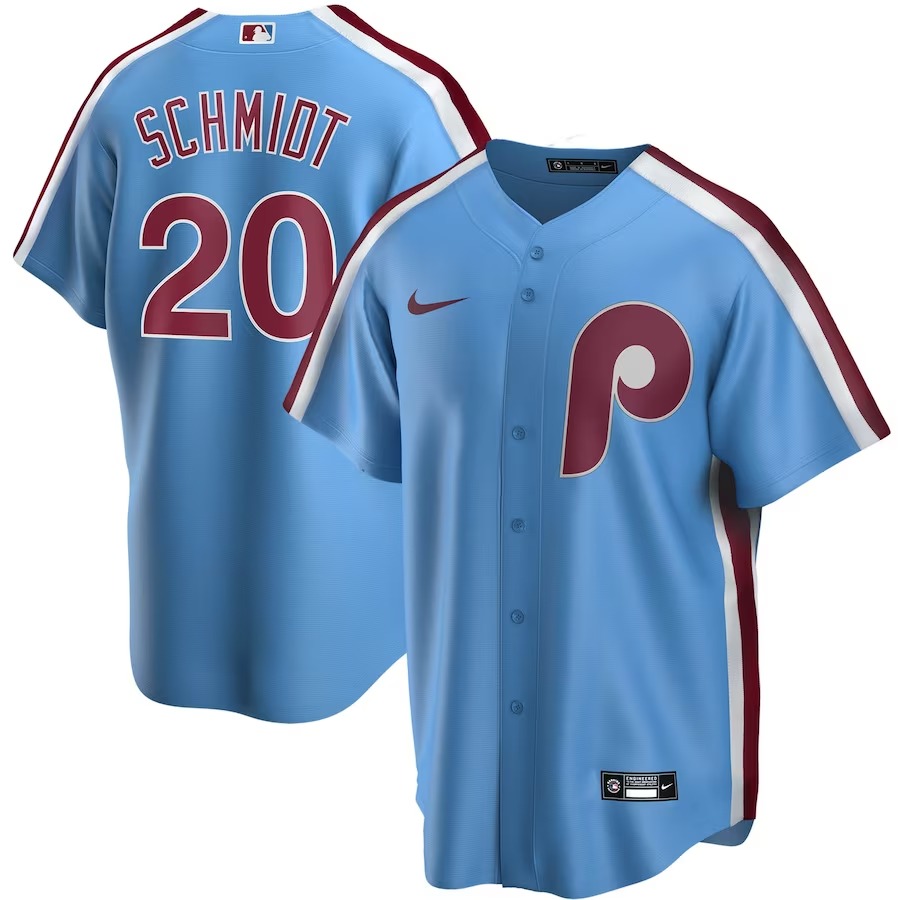 Men's Philadelphia Phillies Mike Schmidt Nike Light Blue Road Cooperstown Collection Replica Player Jersey - ujerseystore