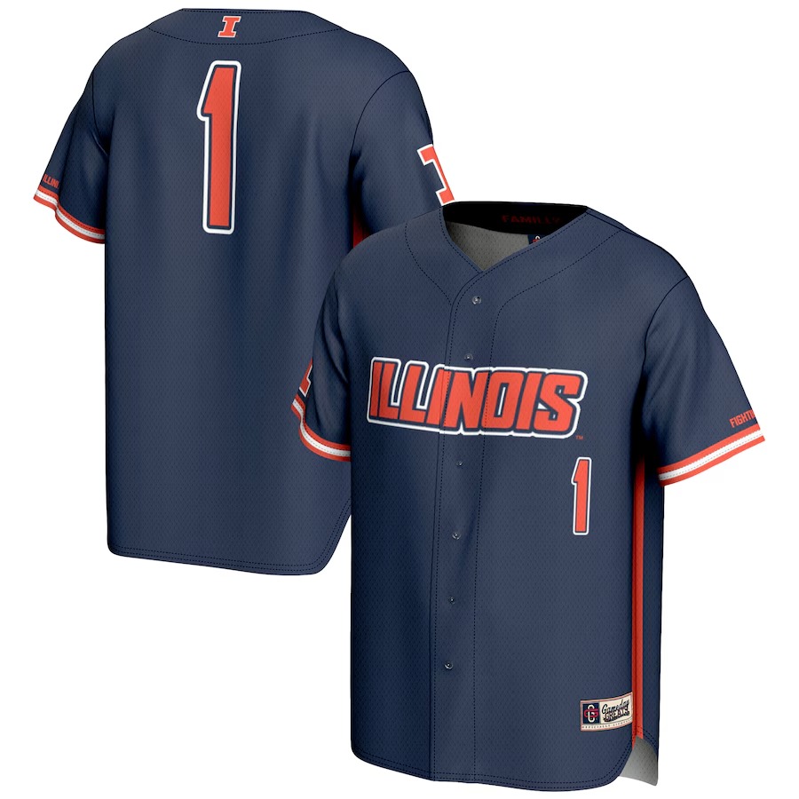 Unisex GameDay Greats #1 Navy Illinois Fighting Illini Lightweight Baseball Jersey - ujerseystore