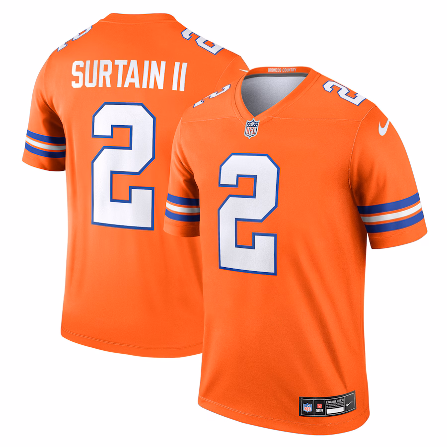 Men's Denver Broncos Patrick Surtain II Nike Orange Legend Player Performance Top - ujerseystore