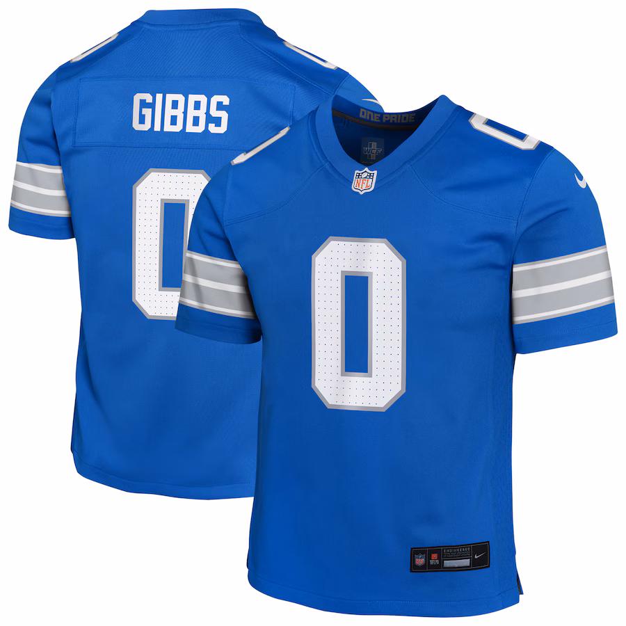 Youth Detroit Lions Jahmyr Gibbs Nike Blue Game Jersey - ujerseystore