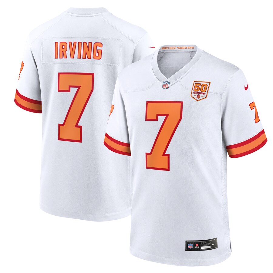 Men's '76 Tampa Bay Buccaneers Bucky Irving Nike White 50th Season Game Jersey - ujerseystore