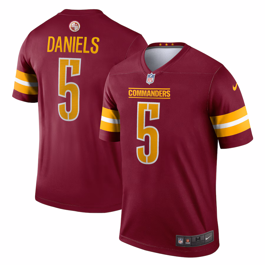 Men's Washington Commanders Jayden Daniels Nike Burgundy Legend Player Performance Top - ujerseystore