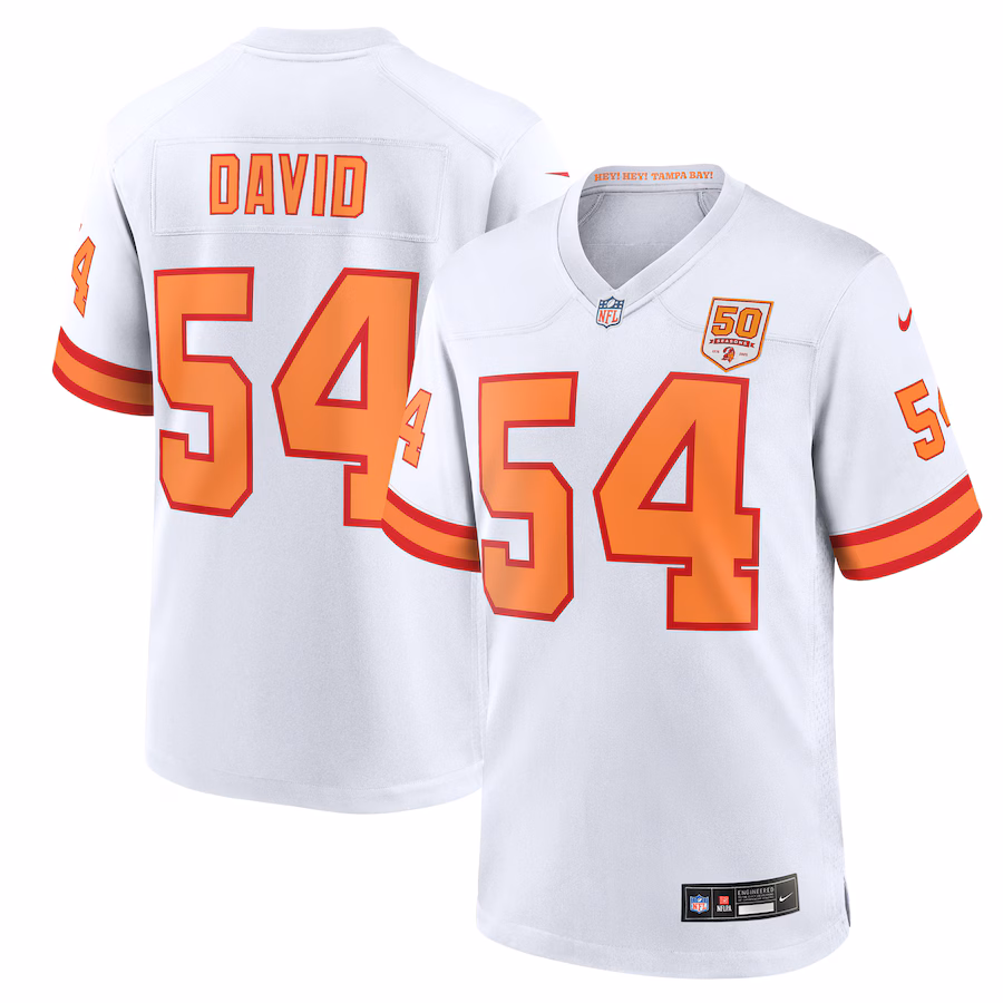 Men's '76 Tampa Bay Buccaneers Lavonte David Nike White 50th Season Game Jersey - ujerseystore