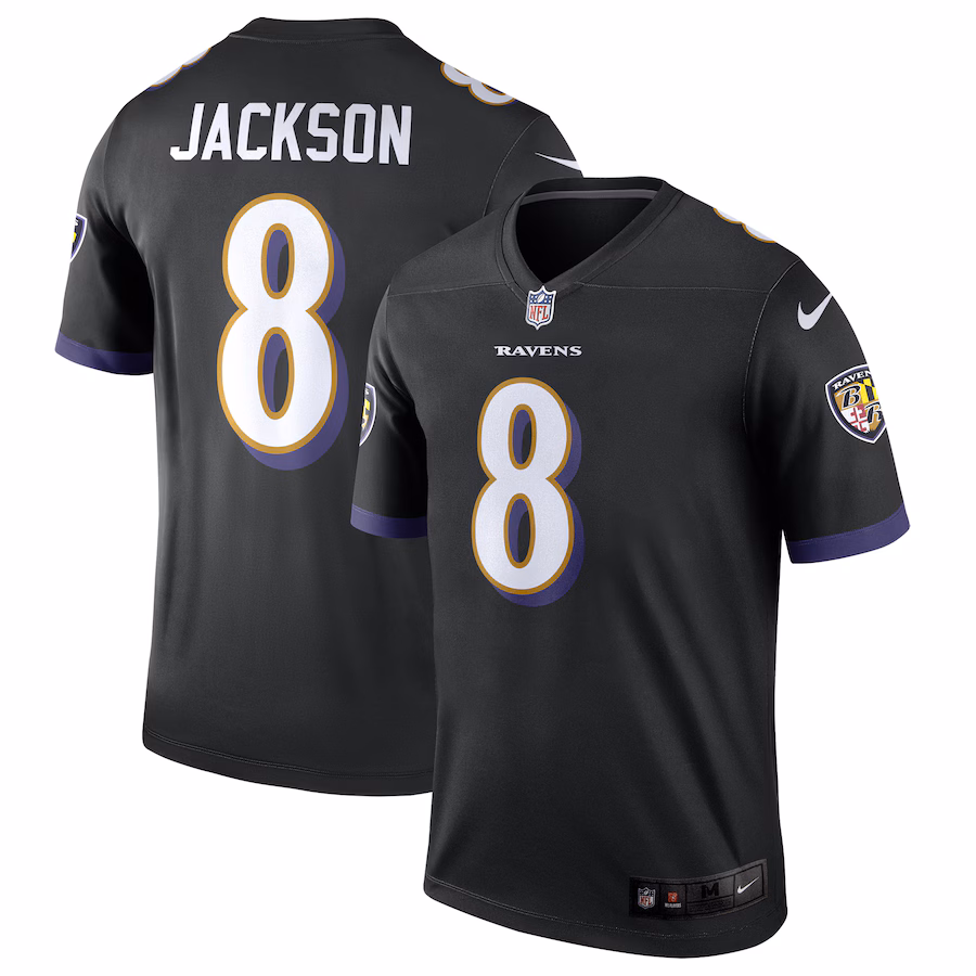 Men's Baltimore Ravens Lamar Jackson Nike Black Legend Player Performance Top - ujerseystore