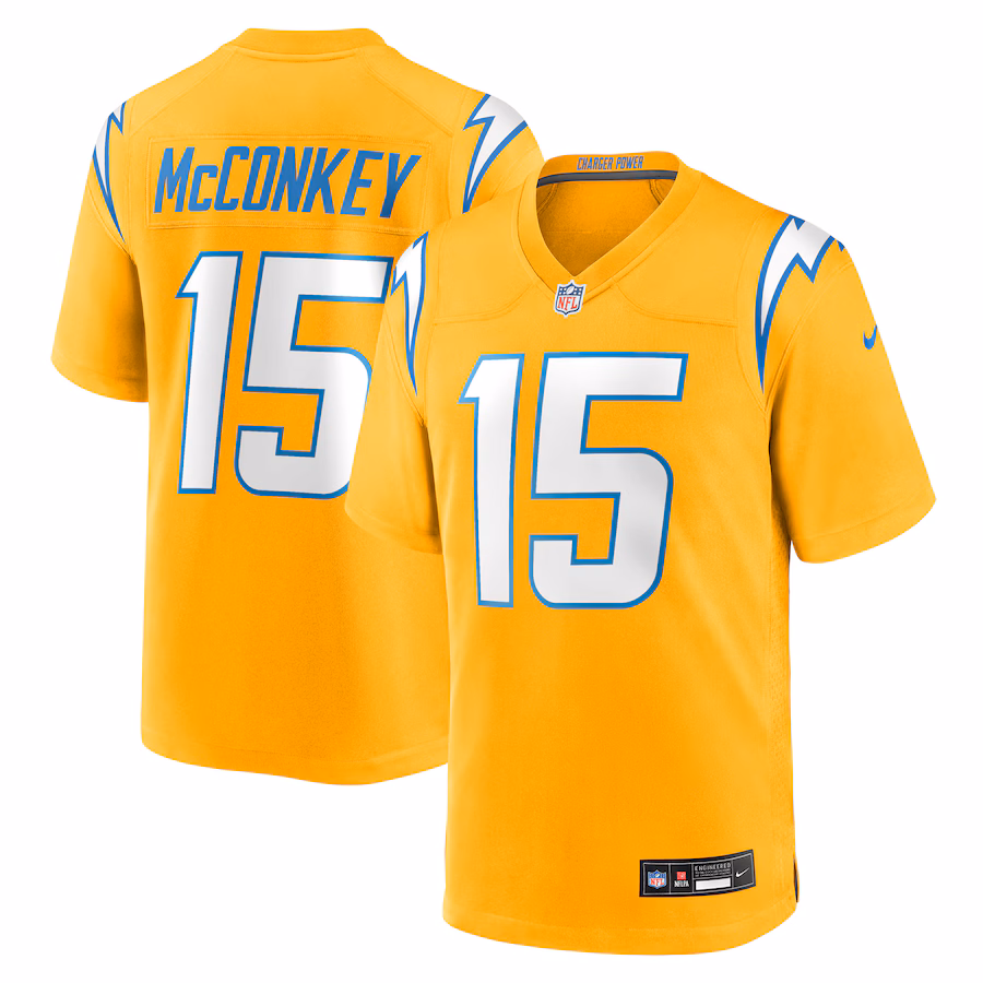 Men's Los Angeles Chargers Ladd McConkey Nike Gold Alternate Charger Power Game Player Jersey - ujerseystore