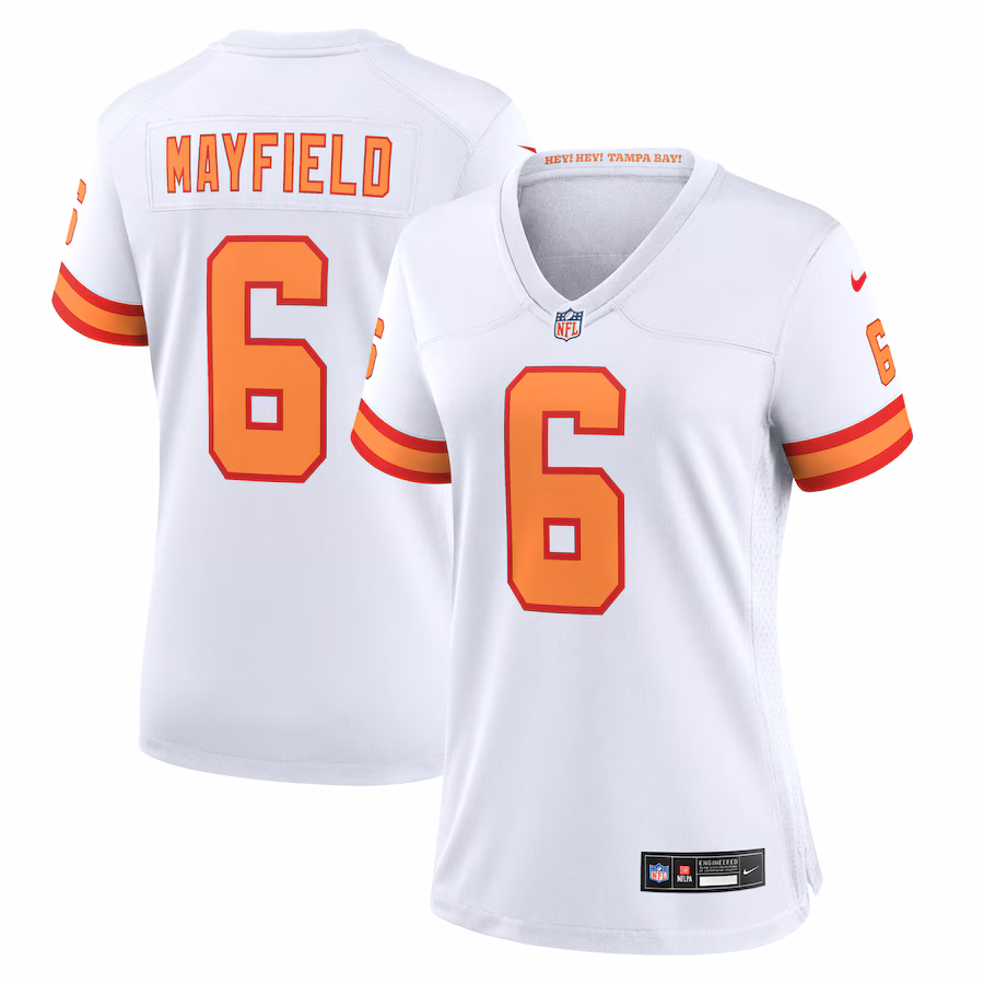 Women's '76 Tampa Bay Buccaneers Baker Mayfield Nike White Game Jersey - ujerseystore