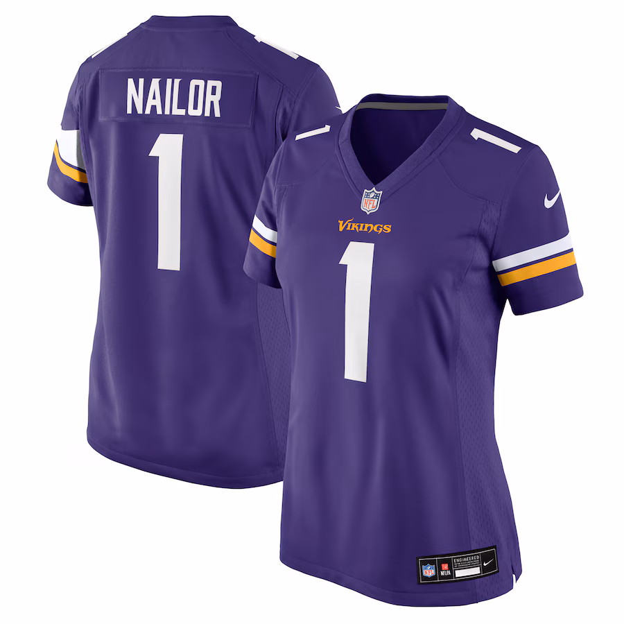 Women's Minnesota Vikings Jalen Nailor Nike Purple Team Game Jersey - ujerseystore
