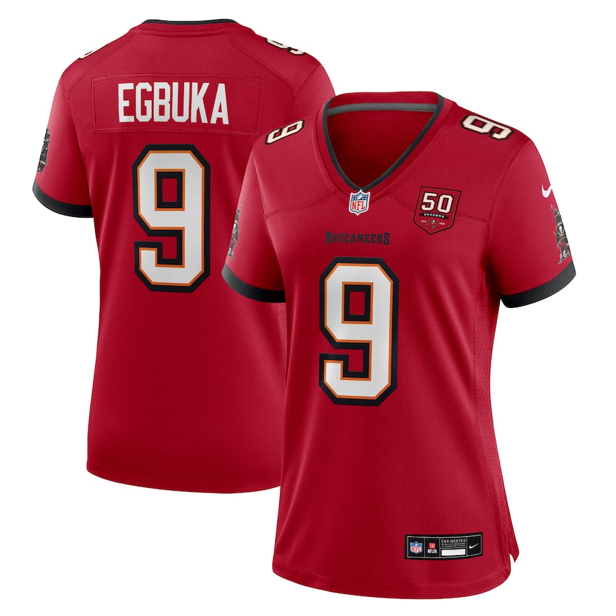 Women's Tampa Bay Buccaneers Emeka Egbuka Nike Red 50th Season Team Game Jersey - ujerseystore