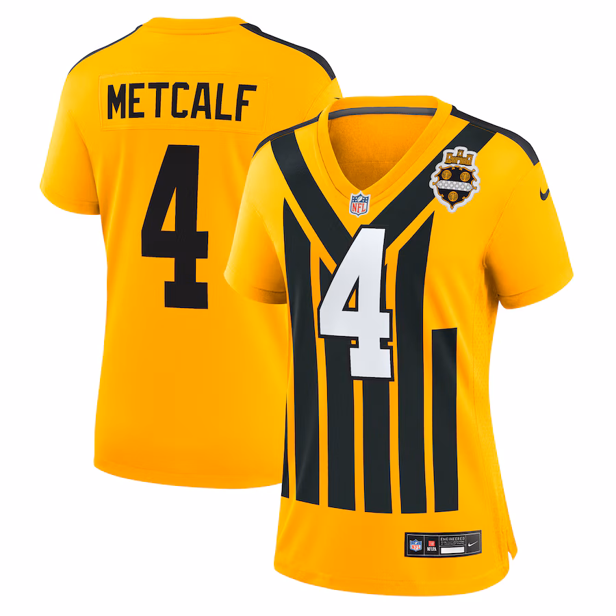 Women's Pittsburgh Steelers DK Metcalf Nike Gold Alternate 1933 Throwback Game Jersey - ujerseystore