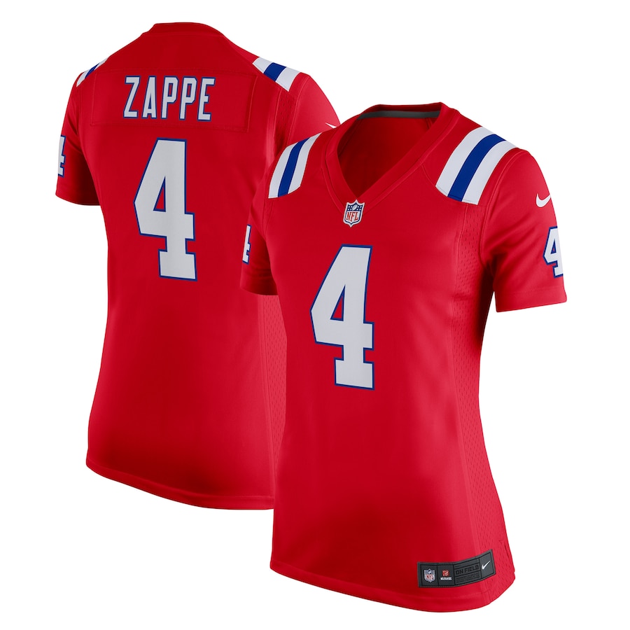 Women's New England Patriots Bailey Zappe Nike Red Team Game Jersey - ujerseystore