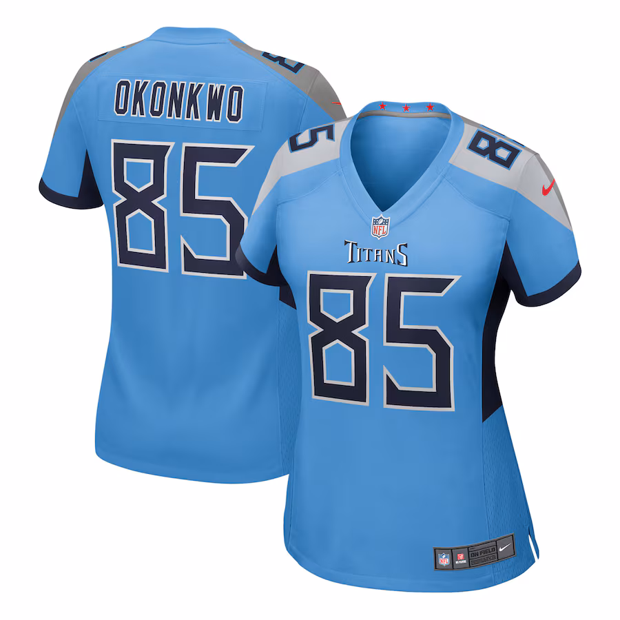 Women's Tennessee Titans Chigoziem Okonkwo Nike Light Blue Team Game Jersey - ujerseystore