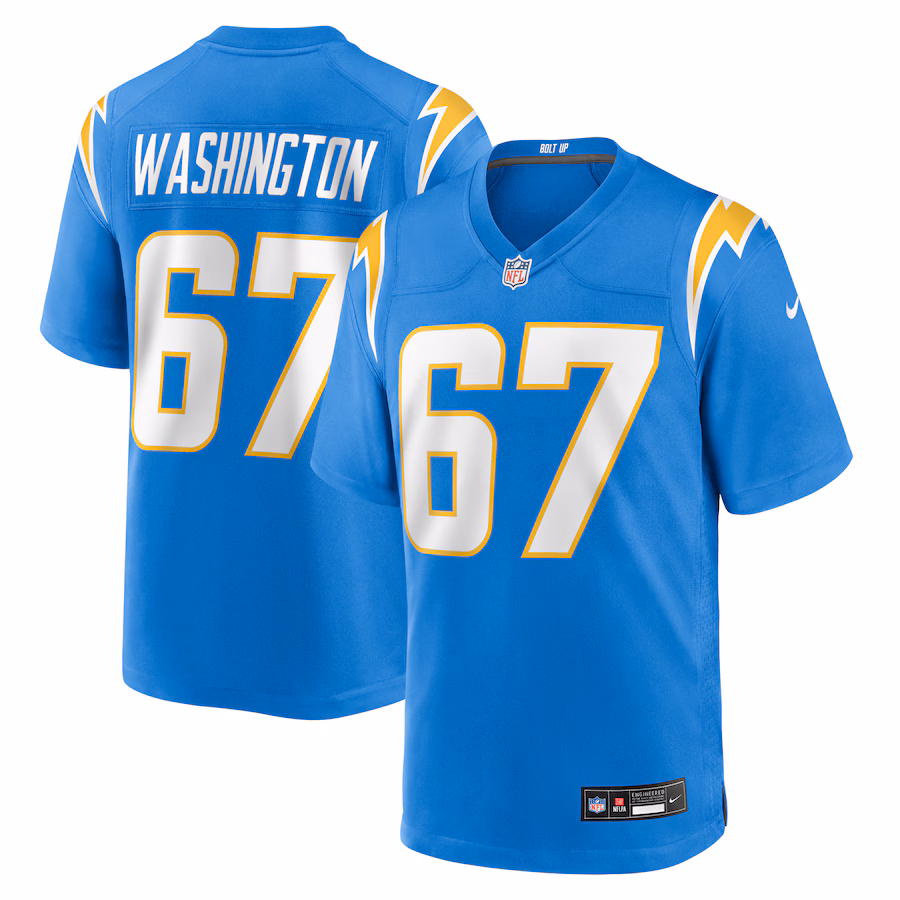 Men's Los Angeles Chargers Savion Washington Nike Powder Blue Team Game Jersey - ujerseystore