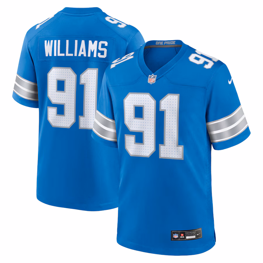 Men's Detroit Lions Tyleik Williams Nike Blue Team Game Jersey - ujerseystore