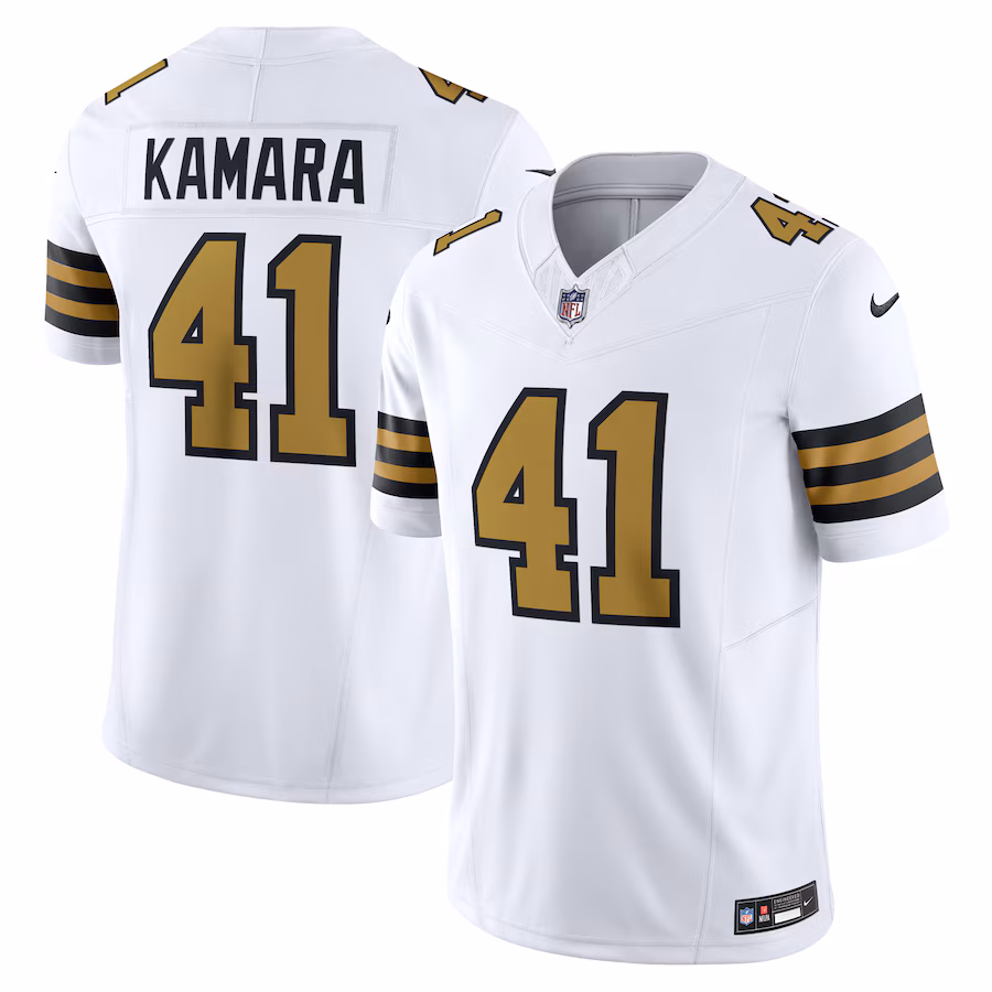 Men's New Orleans Saints Alvin Kamara Nike White Alternate Vapor F.U.S.E. Limited Jersey - ujerseystore