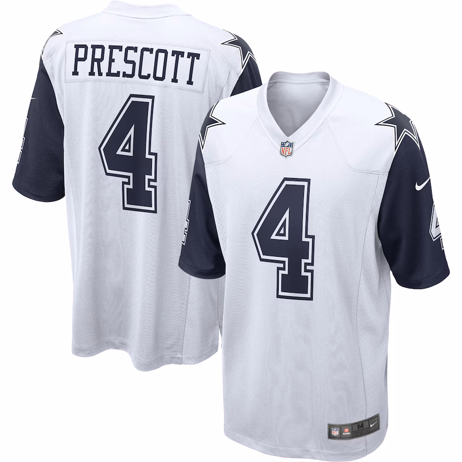 Men's Dallas Cowboys Dak Prescott Nike White Alternate Game Team Jersey - ujerseystore