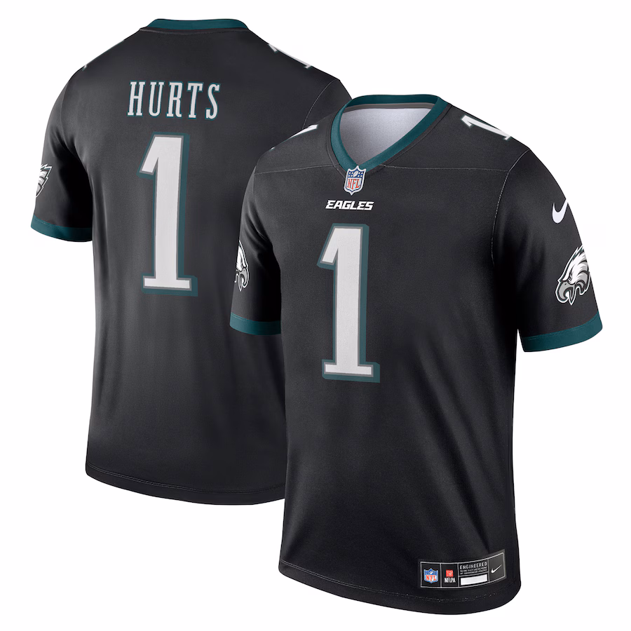 Men's Philadelphia Eagles Jalen Hurts Nike Black Legend Player Performance Top - ujerseystore