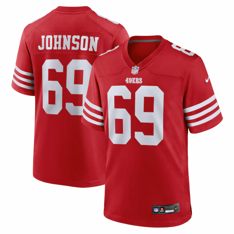 Men's San Francisco 49ers Zack Johnson Nike Scarlet Team Game Jersey - ujerseystore