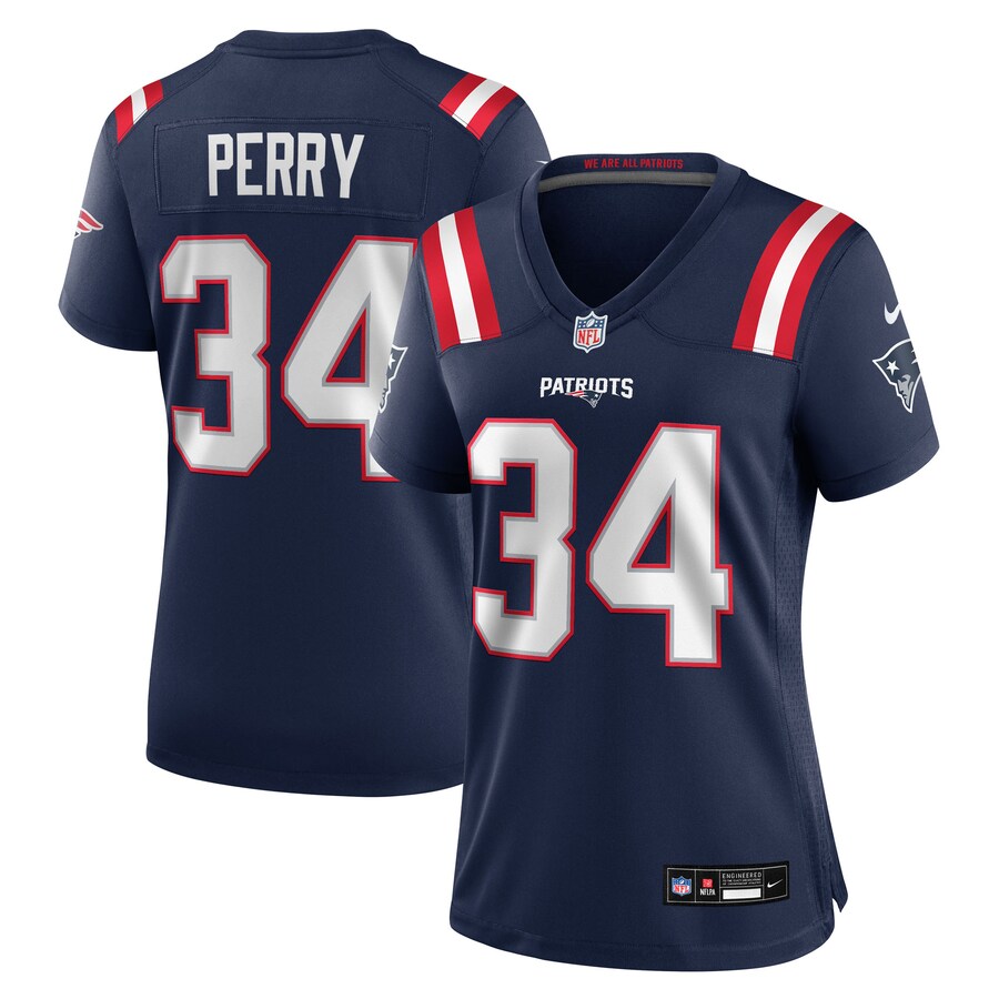 Women's New England Patriots Mark Perry Nike Navy Game Jersey - ujerseystore