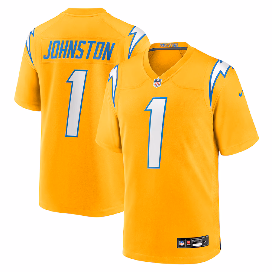 Men's Los Angeles Chargers Quentin Johnston Nike Gold Alternate Charger Power Game Player Jersey - ujerseystore
