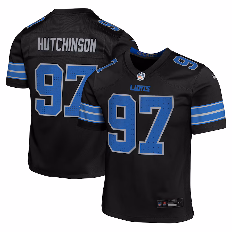 Youth Detroit Lions Aidan Hutchinson Nike Black Game Jersey - ujerseystore