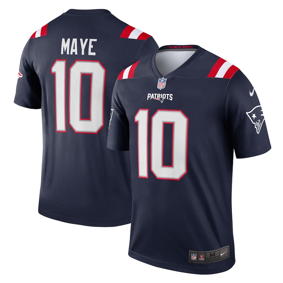 Men's New England Patriots Drake Maye Nike Navy Legend Player Performance Top - ujerseystore