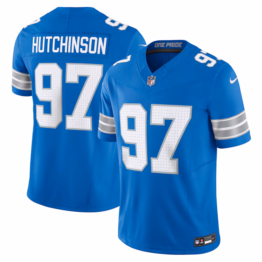 Men's Detroit Lions Aidan Hutchinson Nike Blue Team Vapor F.U.S.E. Limited Jersey - ujerseystore