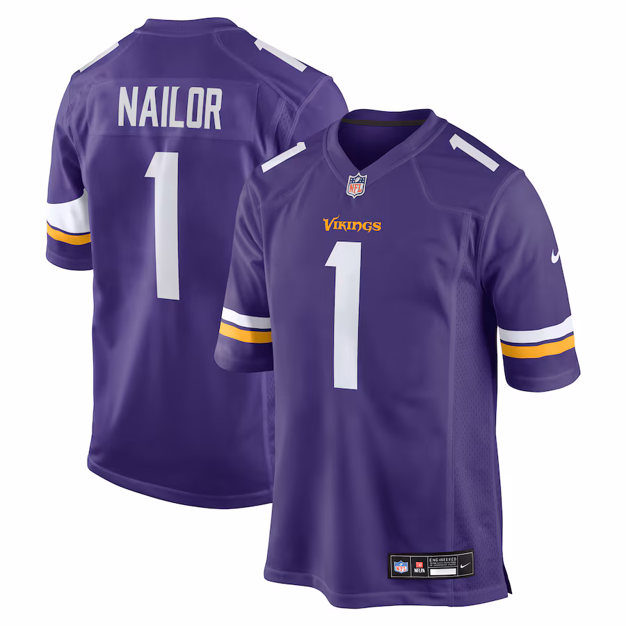 Men's Minnesota Vikings Jalen Nailor Nike Purple Team Game Jersey - ujerseystore