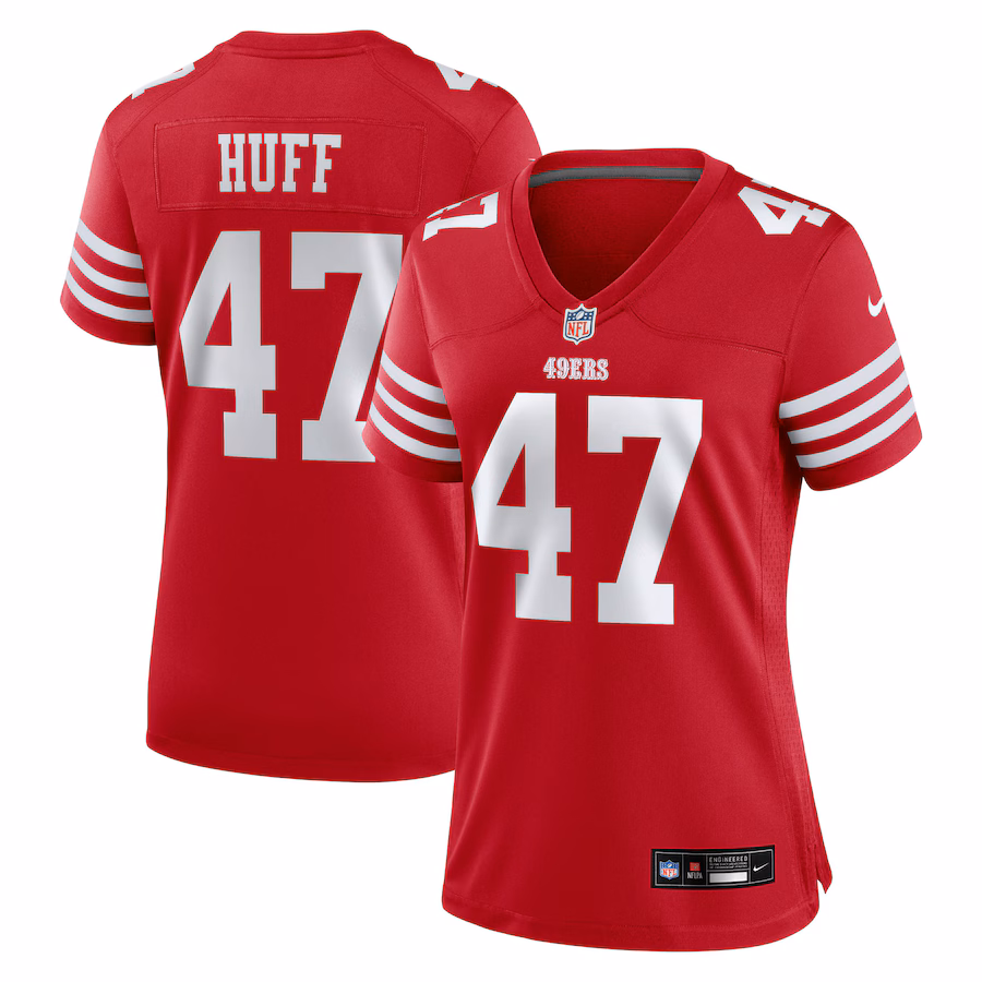 Women's San Francisco 49ers Bryce Huff Nike Scarlet Team Game Jersey - ujerseystore