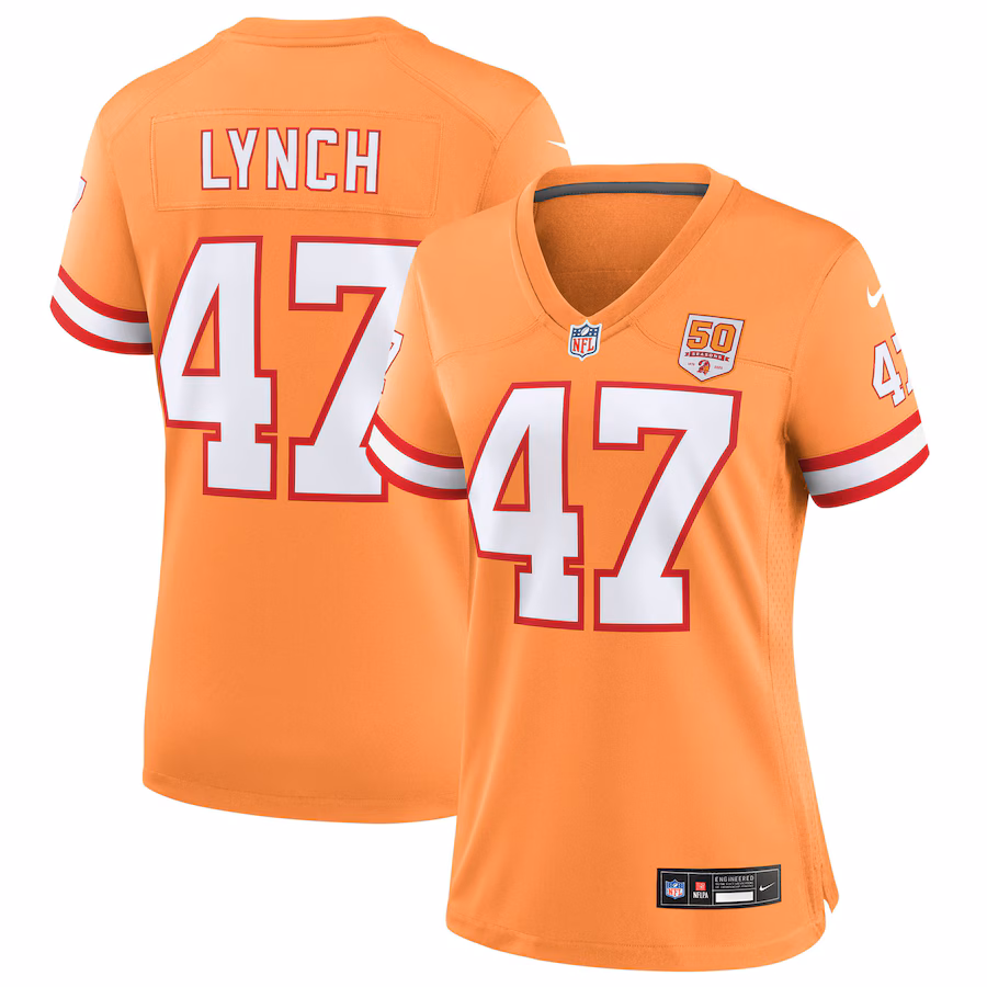 Women's Tampa Bay Buccaneers John Lynch Nike Creamsicle 50th Season Game Jersey - ujerseystore