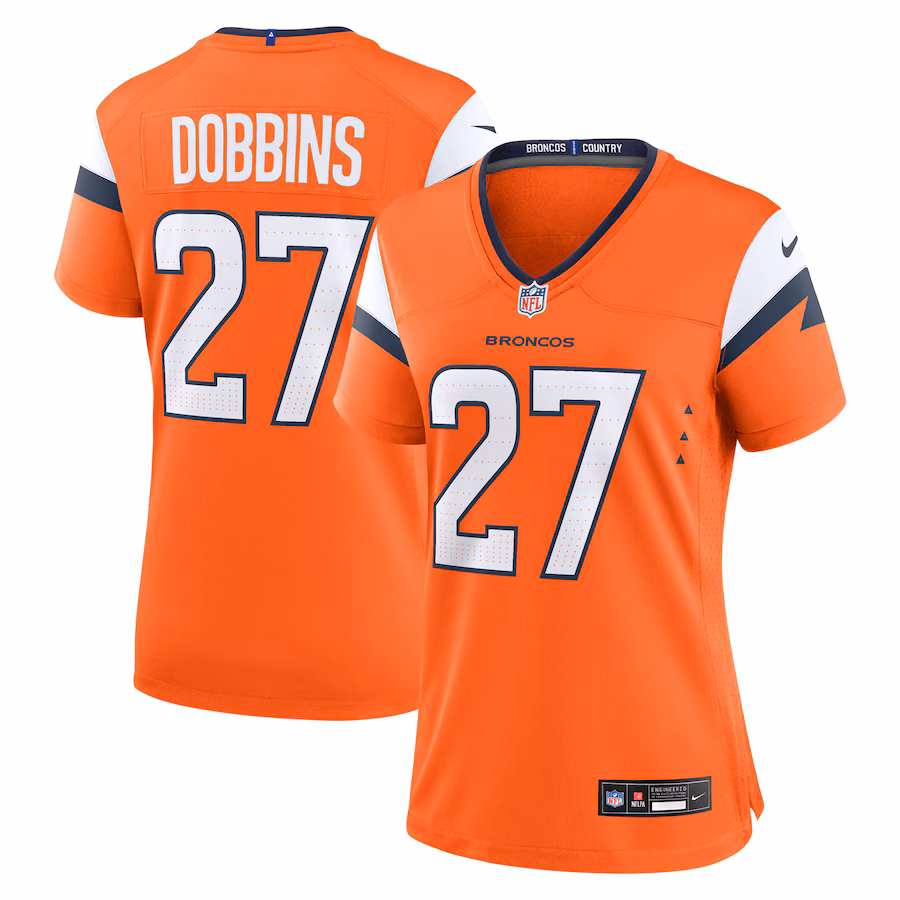 Women's Denver Broncos J.K. Dobbins Nike Orange Team Game Jersey - ujerseystore