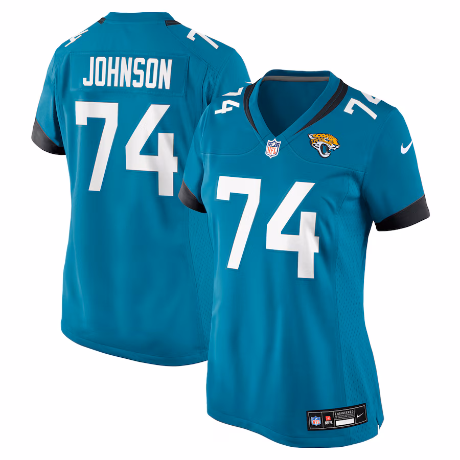 Women's Jacksonville Jaguars Fred Johnson Nike Teal Team Game Jersey - ujerseystore