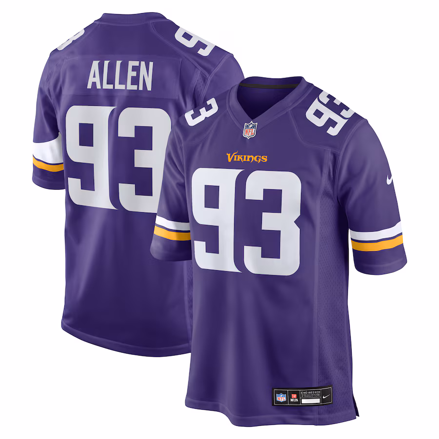 Men's Minnesota Vikings Jonathan Allen Nike Purple Team Game Jersey - ujerseystore