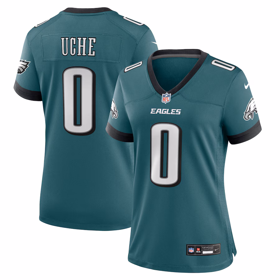 Women's Philadelphia Eagles Josh Uche Nike Midnight Green Team Game Jersey - ujerseystore
