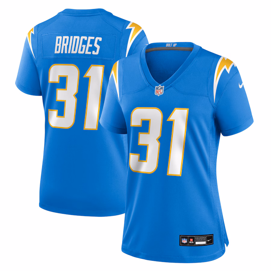 Women's Los Angeles Chargers Trikweze Bridges Nike Powder Blue Team Game Jersey - ujerseystore