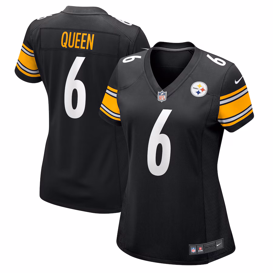 Women's Pittsburgh Steelers Patrick Queen Nike Black Team Game Jersey - ujerseystore
