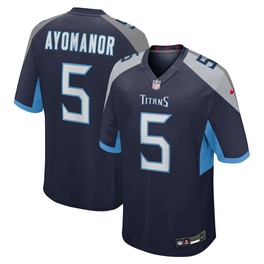 Men's Tennessee Titans Elic Ayomanor Nike Navy Team Game Jersey - ujerseystore
