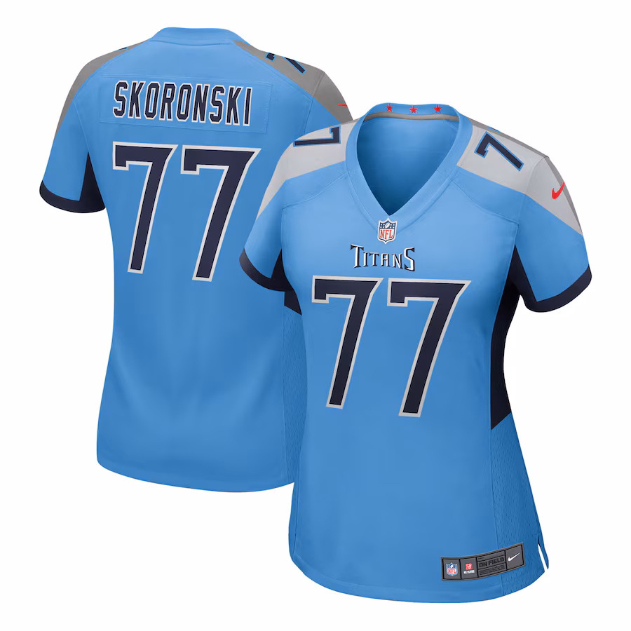 Women's Tennessee Titans Peter Skoronski Nike Light Blue Team Game Jersey - ujerseystore