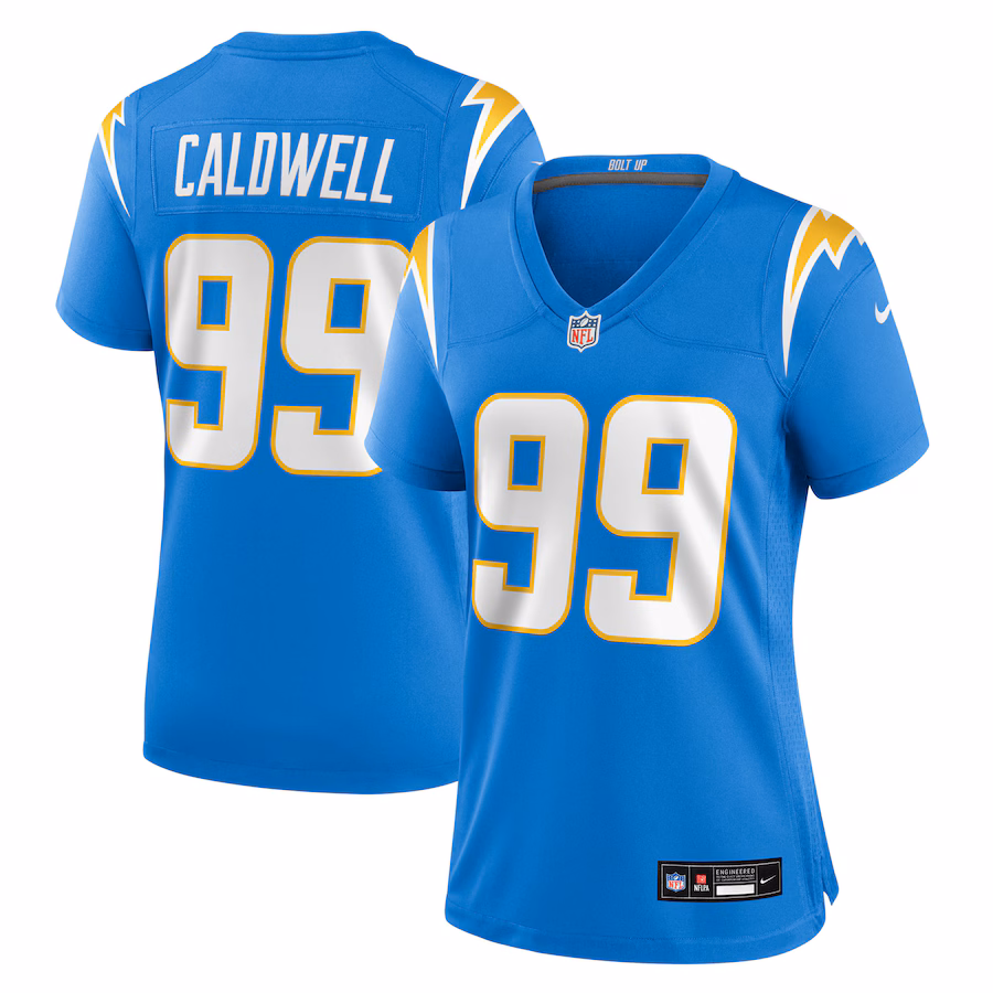 Women's Los Angeles Chargers Jamaree Caldwell Nike Powder Blue Team Game Jersey - ujerseystore