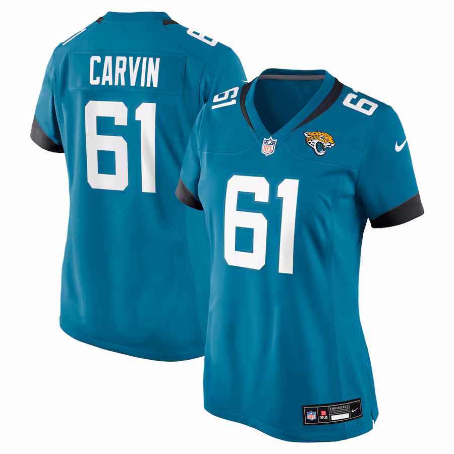 Women's Jacksonville Jaguars Jerome Carvin Nike Teal Team Game Jersey - ujerseystore