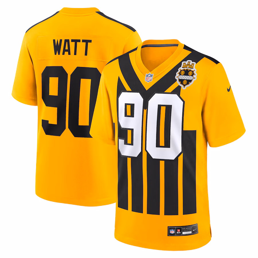 Men's Pittsburgh Steelers T.J. Watt Nike Gold Alternate 1933 Throwback Game Jersey - ujerseystore