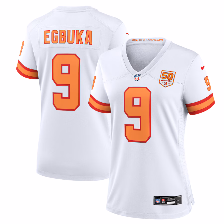 Women's '76 Tampa Bay Buccaneers Emeka Egbuka Nike White 50th Season Game Jersey - ujerseystore